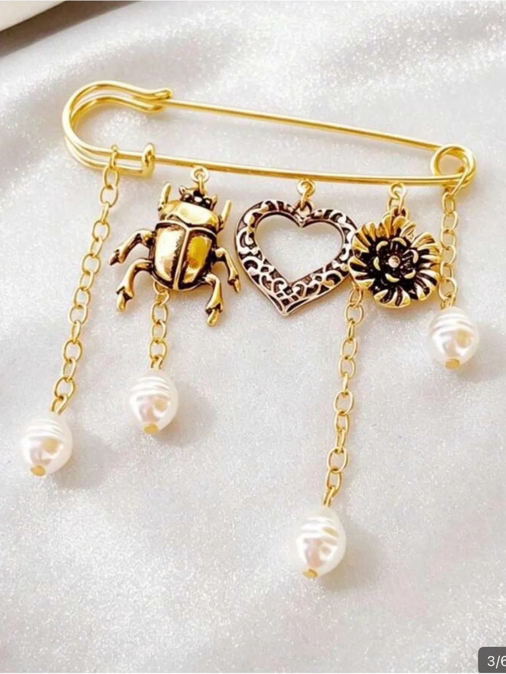 Multiple charm Pin Brooch